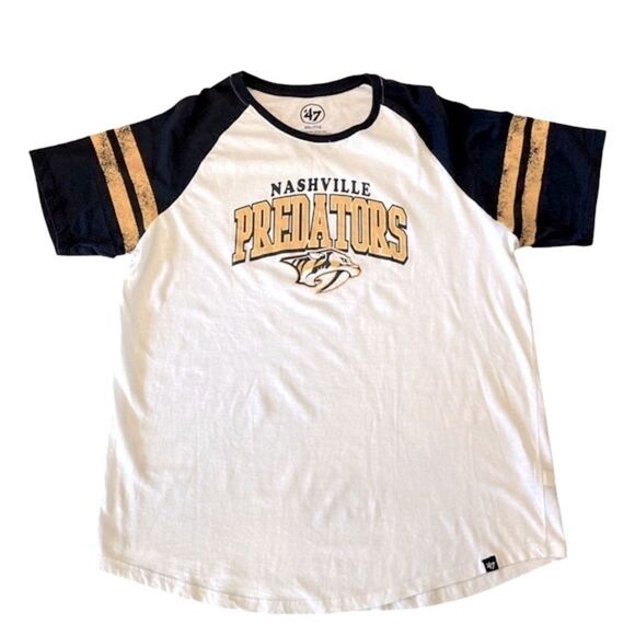 Nashville Predators White Women's Fly Out Raglan T-Shirt by '47 • XXL - Picture 2 of 11